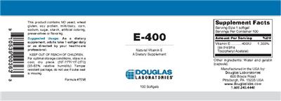 Photo of the Douglas Laboratories E-400 label