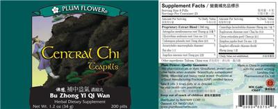 Photo of the Plum Flower Central Chi Teapills Bu Zhong Yi Qi Wan label