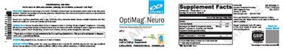 Photo of the XYMOGEN OptiMag Neuro label