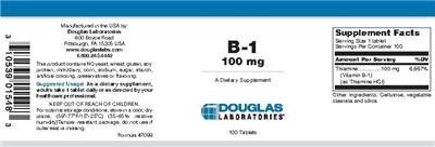 Photo of the Douglas Laboratories B-1 100 mg label