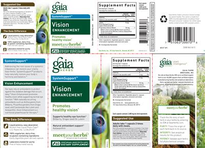 Photo of the Gaia Herbs SystemSupport Vision Enhancement label