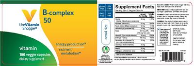 Photo of the The Vitamin Shoppe B-Complex 50 label