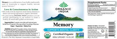 Photo of the Organic India Memory label