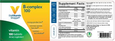 Photo of the The Vitamin Shoppe B-Complex 100 label