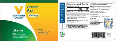 Photo of the The Vitamin Shoppe Vitamin B12 1000 mcg label