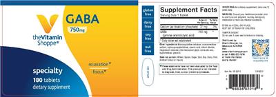 Photo of the The Vitamin Shoppe GABA 750 mg label