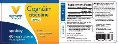 Photo of the The Vitamin Shoppe Cognizin Citicoline 250 mg label
