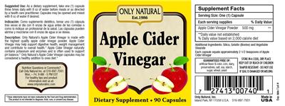 Photo of the Only Natural Apple Cider Vinegar label