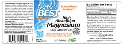 Photo of the Doctor's Best High Absorption Magnesium label
