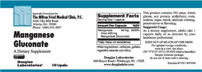 Photo of the Douglas Laboratories Manganese Gluconate label