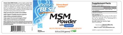 Photo of the Doctor's Best MSM Powder With OptiMSM label
