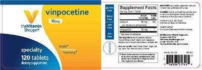 Photo of the The Vitamin Shoppe Vinpocetine 10 mg label