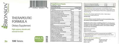 Photo of the Bronson Laboratories Therapeutic Formula label