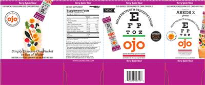 Photo of the OJO OJO Quickly Dissolving Eye Care Crystals Berry Lutein Blast label