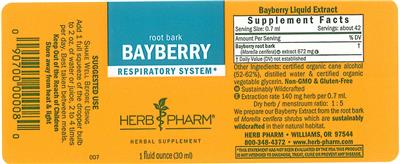 Photo of the Herb Pharm Bayberry label