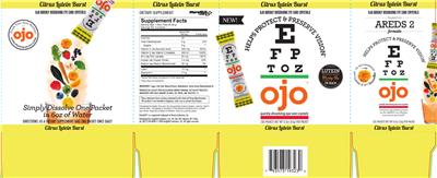 Photo of the OJO OJO Quickly Dissolving Eye Care Crystals Citrus Lutein Burst label