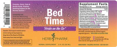 Photo of the Herb Pharm Herbs on the Go Bed Time label