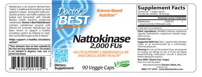 Photo of the Doctor's Best Nattokinase 2,000 FUs label