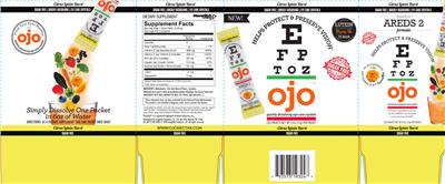 Photo of the OJO OJO Sugar Free Quickly Dissolving Eye Care Crystals Citrus Lutein Burst label