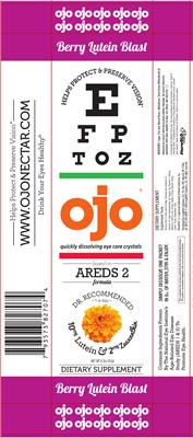 Photo of the OJO OJO Quickly Dissolving Eye Care Crystals Berry Lutein Blast label