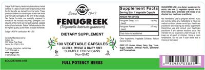 Photo of the Solgar Fenugreek label