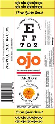 Photo of the OJO OJO Quickly Dissolving Eye Care Crystals Citrus Lutein Burst label