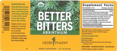 Photo of the Herb Pharm Better Bitters Absinthium label