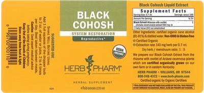 Photo of the Herb Pharm Black Cohosh label