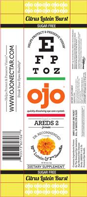 Photo of the OJO OJO Sugar Free Quickly Dissolving Eye Care Crystals Citrus Lutein Burst label