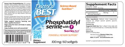 Photo of the Doctor's Best Phosphatidyl Serine With SerinAid 100 mg label