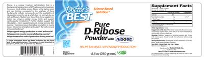 Photo of the Doctor's Best Pure D-Ribose Powder label