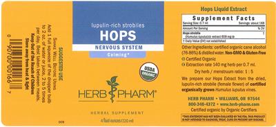 Photo of the Herb Pharm Hops label