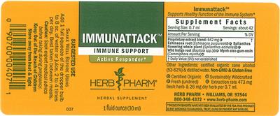 Photo of the Herb Pharm Immunattack label