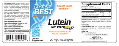 Photo of the Doctor's Best Lutein with FloraGLO Lutein 20 mg label