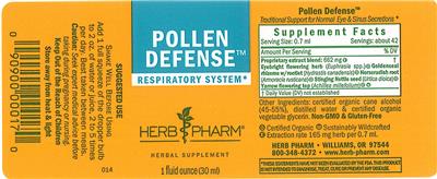 Photo of the Herb Pharm Pollen Defense label