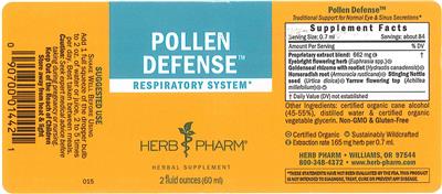 Photo of the Herb Pharm Pollen Defense label