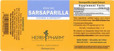 Photo of the Herb Pharm Sarsaparilla label