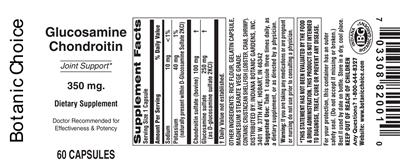 Photo of the Botanic Choice Glucosamine Chondroitin 350 mg label