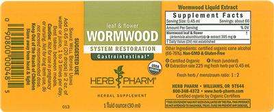Photo of the Herb Pharm Wormwood label