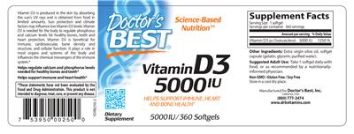 Photo of the Doctor's Best Vitamin D3 5000 IU label
