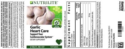 Photo of the Nutrilite Garlic Heart Care label