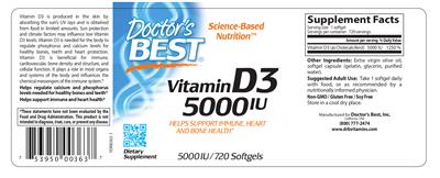 Photo of the Doctor's Best Vitamin D3 5000 IU label