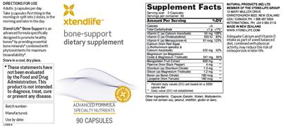 Photo of the Xtendlife Bone-Support label