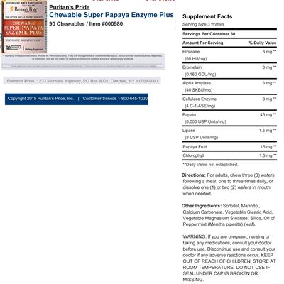 Chewable Super Papaya Enzyme Plus