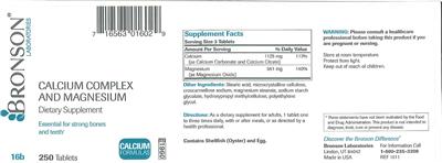 Photo of the Bronson Laboratories Calcium Complex And Magnesium label