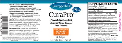 Photo of the EuroMedica CuraPro 375 mg label