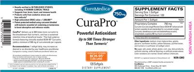Photo of the EuroMedica CuraPro 750 mg label