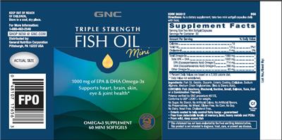 Photo of the GNC Triple Strength Fish Oil Mini label