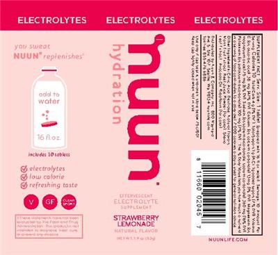 Photo of the Nuun Electrolytes Strawberry Lemonade label