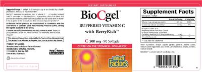 Photo of the Natural Factors BioCgel Buffered Vitamin C With BerryRich label